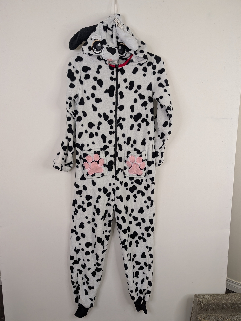Dalmatian Hooded One-Piece Pajamas with Paw Pockets - Costume